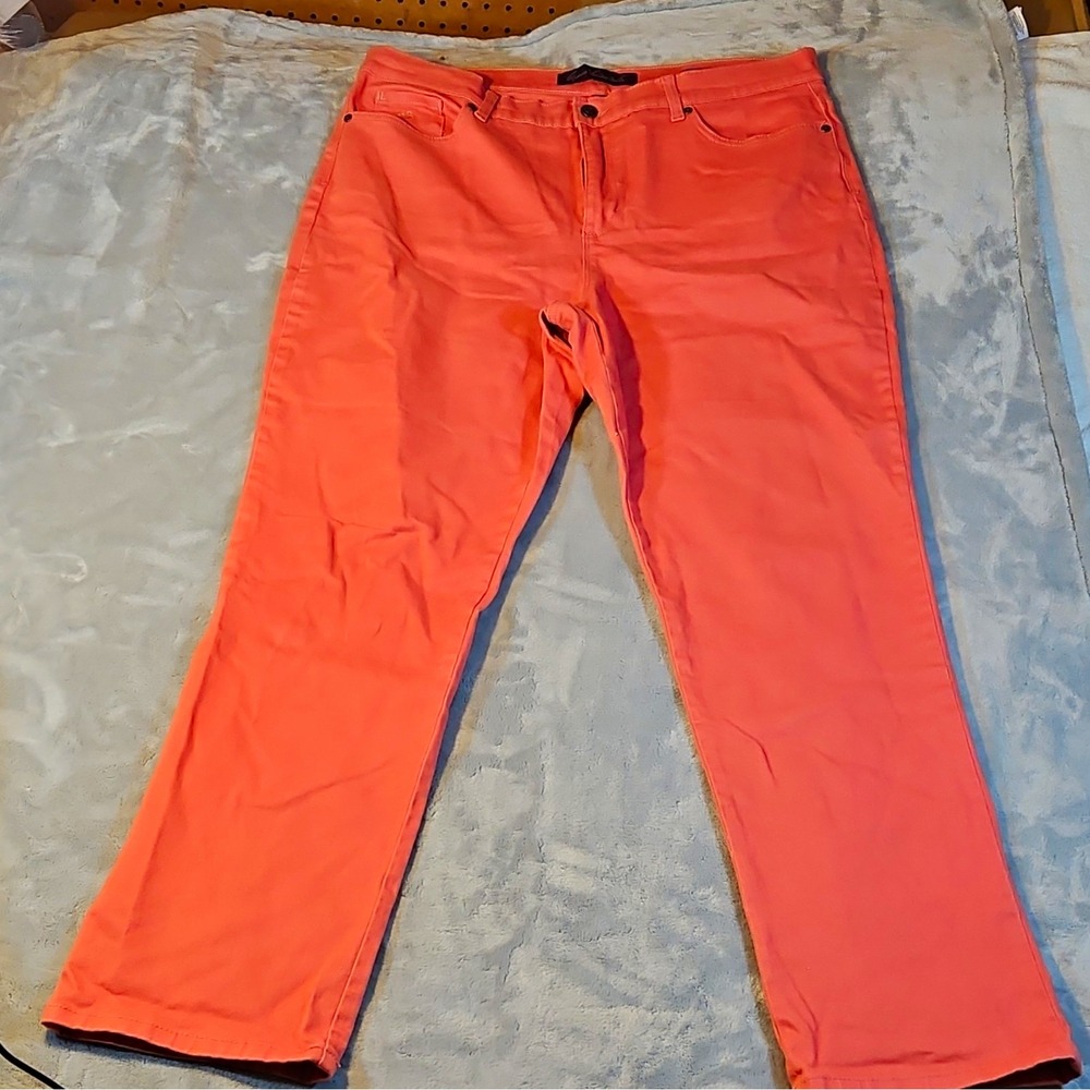 Gloria Vanderbilt Women's Orange Stretch Straight Denim Jeans Size 14